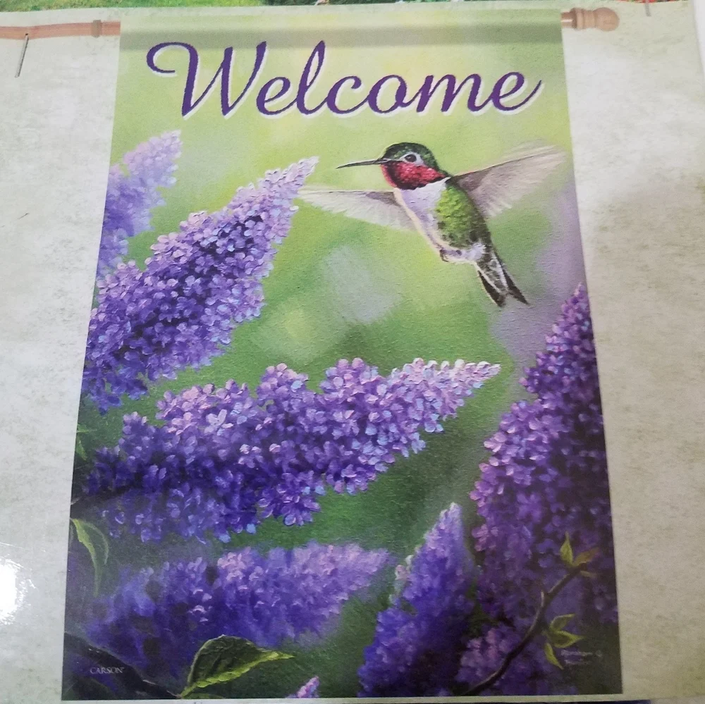 Nicole Welcome Hummingbird Flag 28 x 40 New